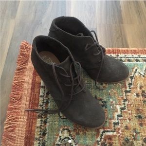 TOMS Suede Lace Up Booties in Chocolate